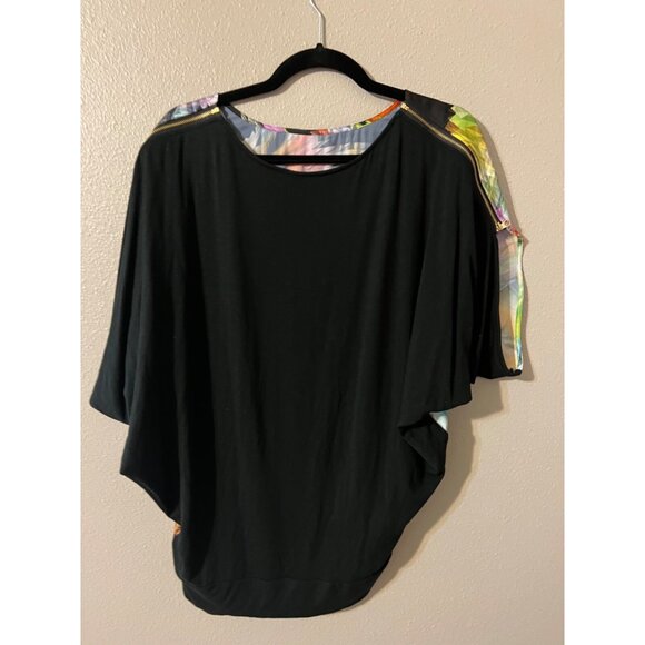 Ted Baker Top Multicolor 2 Medium Dolman Sleeve Colorful Front Stretch - Picture 7 of 7